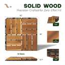 Acacia Interlocking Deck Tiles, 9 PCS Wood Flooring, 12 Slats, Honey Oak
