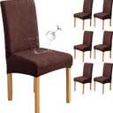 Genina Waterproof Dining Chair Covers Set of 6,Stretch Dining Room Chair Slipcovers with Leaf Jacquard,Removable Kitchen Chair Protector for Home,Restaurant,Banquet-Dark Brown
