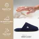 VeraCosy Men's Knitted Scottish Slippers with Soft Memory Foam Non Slip Indoor Rubber Sole (7-8, Dark Blue)