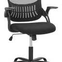 SMUG Office Computer Desk Chair, Ergonomic Mid-Back Mesh Rolling Work Swivel Task Chairs with Wheels, Comfortable Lumbar Support, Comfy Flip-up Arms for Home, Bedroom, Gaming, Study, Student (Night Black)