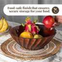 Folkulture Natural Ribbed Salad Bowl | 11 Large Mango Wood Serving Bowl for Salad, Fruit & Pasta | Decorative Wooden Bowl for Kitchen Island, Dining Table & Entertaining