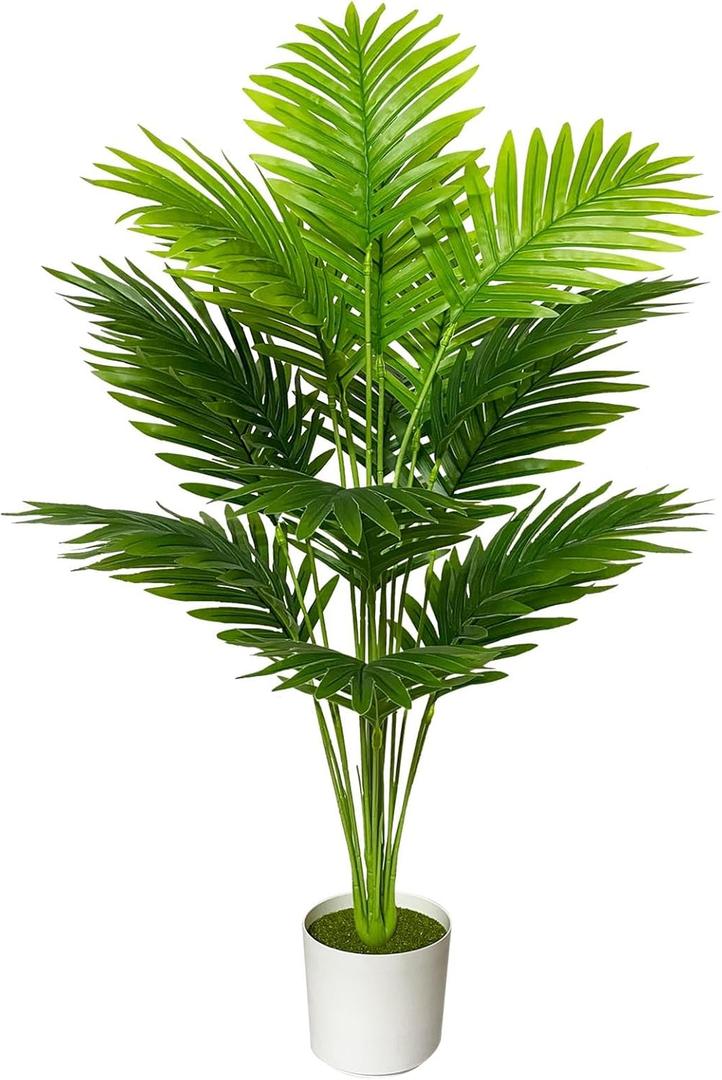 Artificial Areca Palm Plant Fake Tropical Tree Perfect Faux Plants in Pot for Indoor Outdoor House Home Office Wedding Garden Modern Decoration Housewarming Gift (80cm Tall Palm)