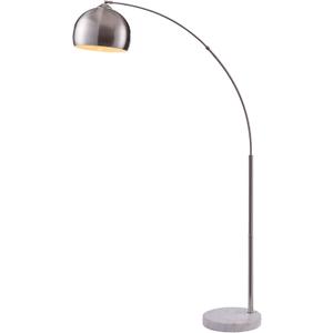 Teamson Home Arquer 68.1" Arc Floor Lamp for Living Rooms, Home Offices, Dining Rooms, Bedrooms with Faux White Marble Base and Nickel Bell Shade