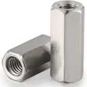 2 x 2PCS M10 X 1.5-Pitch 45mm Length 304 Stainless Steel Metric Hex Coupling Nut