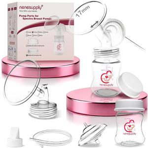 Nenesupply Pump Parts Compatible with Spectra S2 S1 9 Plus Breast Pump to Replace Spectra Pump Parts S2 Accessories Flange 17mm Duckbill Valve Tubing Bottles Backflow Protector