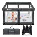 Foldable Baby Playpen, 50"x50", Dark Gray