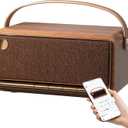Edifier Retro Wood Bluetooth Speaker, Wireless Portable Speakers with 40W Hi-Res Audio, Stereo Pairing ConneX App, USB and TF Card Brown