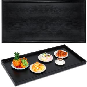 Mumufy 40 x 20 Inch Rectangle Walnut Wood Ottoman Tray Natural Handmade Decorative for Tea Coffee Classic Wooden Walnut Serving Living Room Cafe (Black)