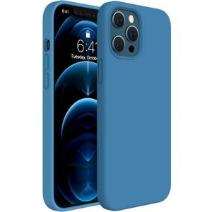 Miracase Compatible with iPhone 12 Pro Max Case, [Soft Anti-Scratch Microfiber Lining], Liquid Silicone Case Gel Rubber Shockproof Drop Protection Phone Case for 12 Pro Max, Capri Blue