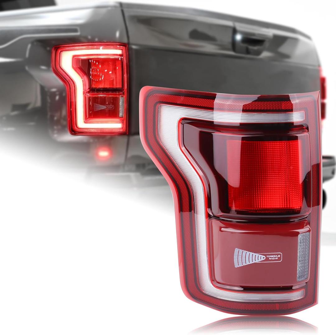 LED Tail Light Rear Lamp Assembly w/Blind Spot(Module NOT Included) Compatible with 2017-2020 Ford F150 F-150 RAPTOR Left Driver Side HL3Z-13405-H HL3Z-13405-C HL3Z-13405-F