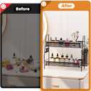 VITVITI 2-Tier Bathroom Organizer Countertop, Metal Wire Mesh Bathroom Counter Organizer Storage with Basket Hooks, Vanity Tray Shelf, Kitchen Spice Rack, Black