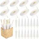 Aodaer 24 Pieces White Paper Umbrella 23.6 Inch Decorative Chinese Japanese Parasol Umbrella Crafts Vintage DIY Painting Decor Paper Thank You Card Wedding Favor for Wedding Props Bridal Party