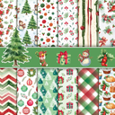 Konsait 24 Sheets Christmas Scrapbook Paper 12x12, Double Sided Watercolor Christmas Pattern Paper Xmas Decorative Papers Xmas Cardstock Pad Origami Papers for Card Making Scrapbook Supplies