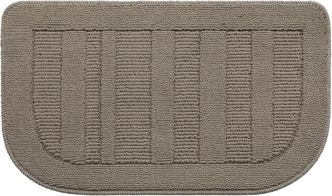 BEQHAUSE 30x18 Inch Kitchen Rug Mat Durable Kitchen Rugs Non-Slip Washable Absorbent Kitchen Mats for Floor Dirt-Resistant Semicircular Kitchen Mat (Taupe)