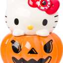 Silver Buffalo Sanrio Hello Kitty Halloween Pumpkin Jack O'Lantern 3D Sculpted Ceramic Cookie Snack Candy Jar (Medium)