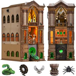 Book Nook Kit - DIY 3D Wooden Puzzle Magic Miniature House with LED Lights - Creative Crafts for Adults - Bookshelf Insert Decor - Educational Gift for Family & FriendsWhispering Gate X