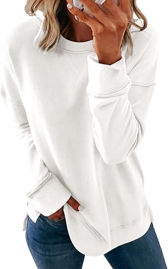 Dokotoo Women's Casual Crew Neck Sweatshirt Loose Soft Long Sleeve Pullover Tops M