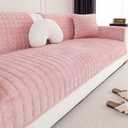 Velvet Couch Covers for Sofa, Sofa Covers Washable Sectional, Large Anti-Slip Sofa Slipcovers for 3-4 Cusions and L-Shaped Sofas(1pc, Pink, 36"94")