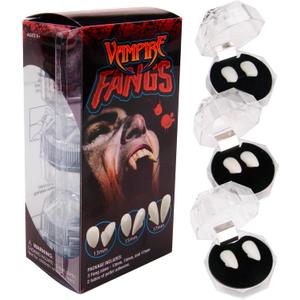 Set of 3 Realistic Vampire Fangs Teeth - Fake Vampire Fang for Adults & Kids - Scarecrow Demon Werewolf Dracula Halloween Costume Cosplay Apparel Fangs - Retractable Wolf Fake Sharp Teeth Accessories