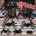 Acina Halloween Spider Gianr Decorations: 8 Pcs Realistic Hairy Spiders Set - Scary Fake Spider Props for Indoor, Outside Party and Yard Creepy Decor(8 Pack Black)