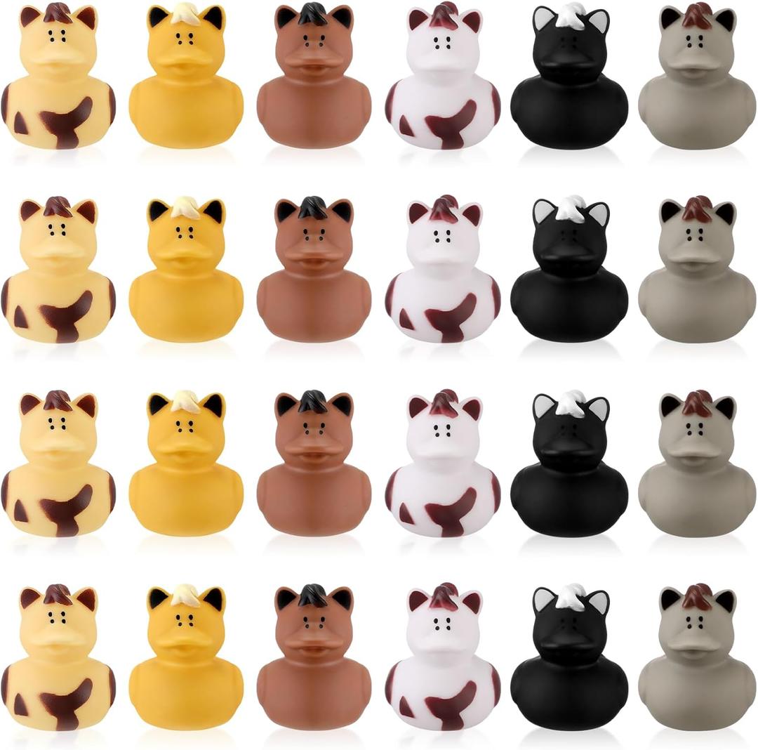 Hungdao 24 Pcs Horse Rubber Duck 2.36 Inch Bucking Bronco Ducks Pool Float Bath Decor Gift for Horse Racing Festival Boys and Girls Classroom Prizes Baby Shower Party Favors