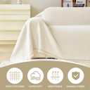 VANJOROY Beige Couch Sofa Cover for 3 Cushion Sectional Sofa L-Shape -Washable Chenille Couch Cover for Dogs Pets, Boho Couch Cover Protector Soft Sofa Slipcovers with Tassel,91"x 134"