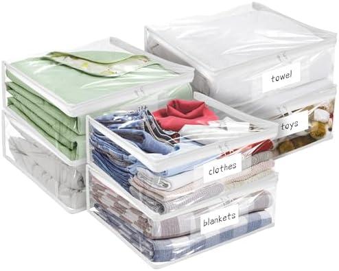 Plastic Storage Bags with Easy-Glide Zipper, Pack of 8, Durable Clear Vinyl Zippered Storage Bags for Clothes Sweaters Comforters Blankets Sheets Bedding (15.7 x 13.8 x 3.9 Inch)