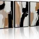 PHOPAGO 24x36in Large Black Abstract Framed Wall Art Modern Minimalist Painting Decor Graffiti Artwork Black Framed  (3 Pcs Black)