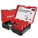 EZARC Hole Saw Kit, 16Pcs Bi-Metal Hole Saw Set with 3/4"-2-1/2"(19-64mm), Mandrels, Drill Bits, Installation Plate, Hex Key with Storage Case, Ideal for Wood, Metal, Plywood, PVC Board