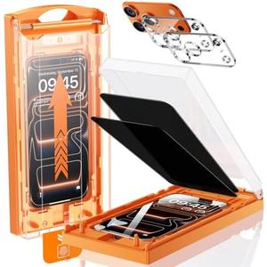 UNBREAK TOP 9H+ Glass 1+1 Packs for iPhone 17 Pro Privacy Screen Protector with Camera Lens Protector [Zero Bubble][10X Military Protection] 17 Pro Tempered Glass Full Edge Coverage, Case-Friendly