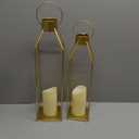 2 pcs Modern Farmhouse Lantern Decor- 22'' 19'' Large Tall Gold Metal Candle