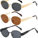 livho 2025 Trendy Oval Sunglasses - Stylish Polarized Shades for Everyday - Retro Metal Frames Pack of 3