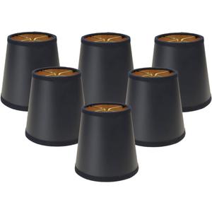 Royal Designs, Inc. Empire Black Parchment Chandelier Lamp Shade CS-115/6/8 (3 x 4 x 4.25, Black/Gold - 6 Pack)
