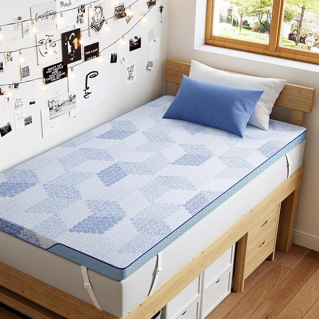 PERLECARE 3 Inch Twin XL Medium-Firm Memory Foam Mattress Topper, CertiPUR-US, Cooling Bamboo Cover, Removable&Washable, Oeko-Tex Certified