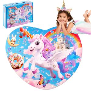Floor Puzzles for Kids Ages 3-5, Unicorn Puzzles for Toddler Ages 4-6, 50 Pieces Jumbo Puzzles with Box, Unicorn Toys for Gifts 3-8 Years Old