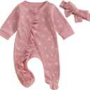 Halloween Baby Boy Girl Outfit Pumpkin Long Sleeve Onesie Romper Jumpsuit Halloween Clothes Girl Boy (Pink)