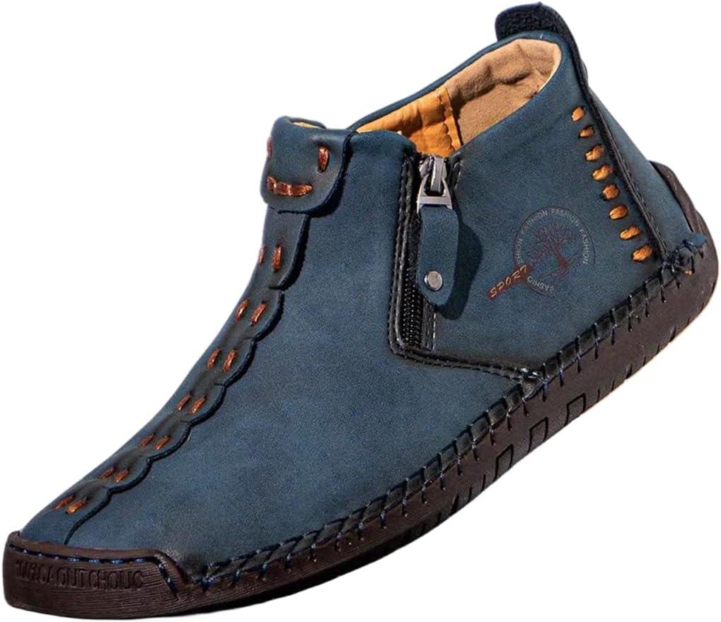 barefoot medieval ankle boots women renaissance shoes zip up boots leather nonslip (8, Blue)