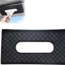 Leather Car Napkin Holder - High-End Lotion Tissues, Sun Visor Accessory (Premium, Black)