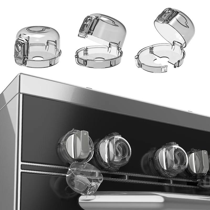 5 Premium Pets/Children/Elderly Safety Stove Knob Covers -Family Favorite with Universal Fit for All Stove Sizes, Heat-Resistant, 5-Pcs Set with Attached Adhesive for Secure Installation,