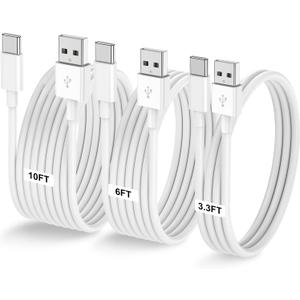3-Pack [10FT+6FT+3.3FT] USB A to USB C Cable Car Carplay Cable for iPhone Air 17 16e 16 15 Pro Plus Pro Maxfor Galaxy S25/S24, for iPad Pro/Air/mini, for MacBook Pro/Air and More