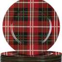 MAONAME Red Charger Plates Set of 12, 13 Inch Plastic Charger for Dinner Plates, Christmas Plate Chargers, Round Chargers for Table Setting, Wedding Decor (Christmas-Gold Rim)