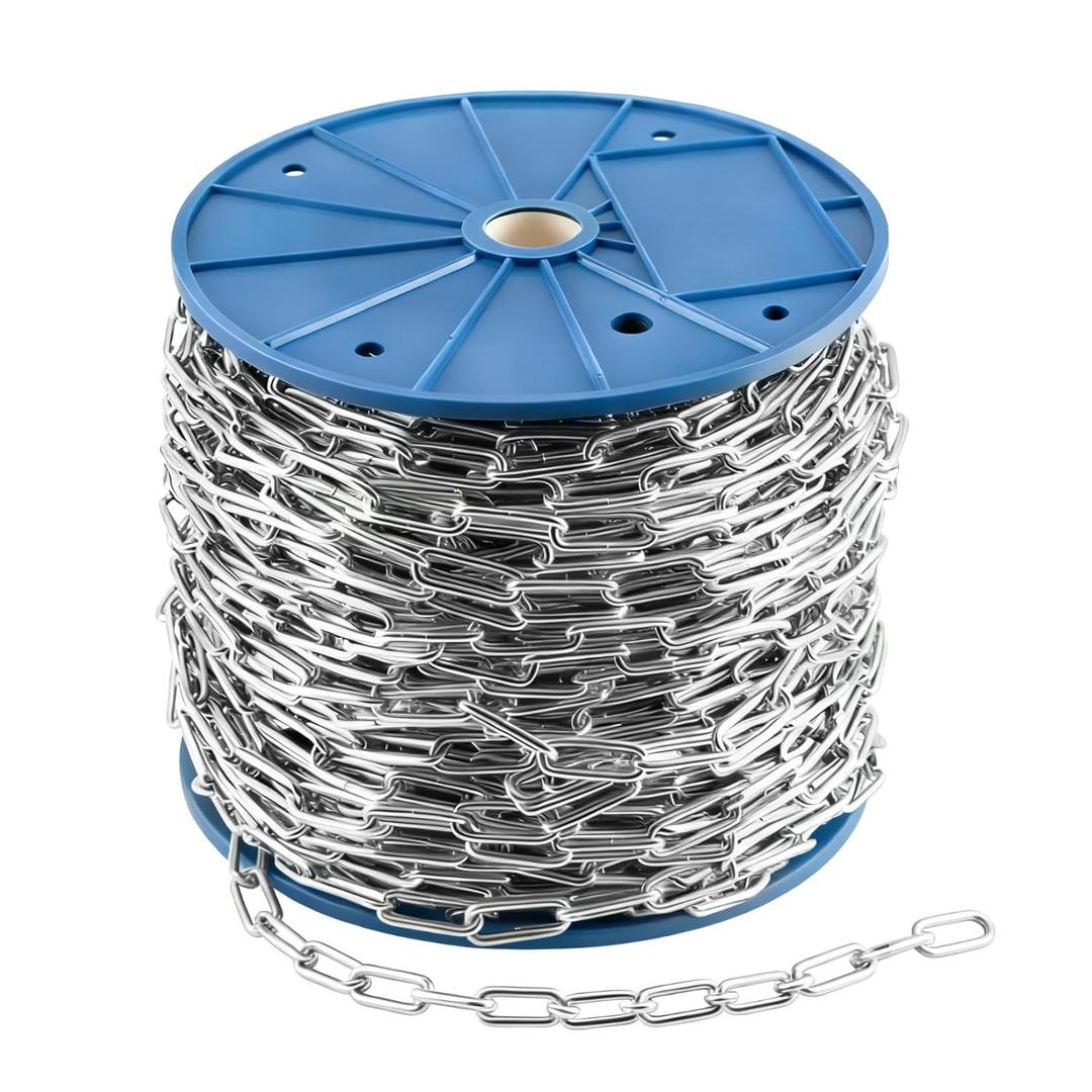 100ft Galvanized Metal Chains, 2mm Hanging Chain - Jack Chain Roll for Light Chains Needs for Bird Feeders, Lights, Flowerpots Outdoor Projects, Jewelry Making & DIY Home