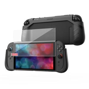 KIWIHOME P2 Shield Dockable Case and Screen Protector for Switch 2 (2025), TPU Grip Protective Cover and 9H Tempered Glass Film with Alignment Installation Frame, Black