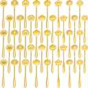 Eboot 40 Pcs Gold Flower Teaspoon Stainless Steel Tea Party Spoons Mini Cute Teaspoon Stirring Coffee Sugar Drink Demitasse Espresso Spoons for Bridal Shower Wedding Party Favors Decorations