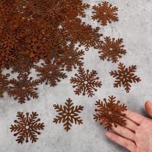 50 Pcs Christmas Rusty Snowflakes Metal Snowflake Decorations for Christmas Metal Snowflakes Ornaments for Winter Indoor Outdoor Xmas Tree Window Room Decorations (Delicate)