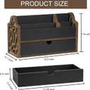 Desk Organizer with Drawer Wood File Office Mail Organizer Countertop-5 Slot Tabletop Storage Pen Organizer Letter Holder for School Home Office Supplies
