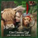 5 x Highland Cow Christmas Ornament 2025 - Cute Farm Animal Peeking with Santa Hat Decoration - Rustic Farmhouse Cattle Decor, Gifts for Cow Lovers, Women, Kids, Family