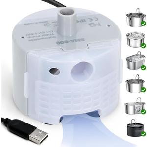 Ultra-Quiet Replacement Pump for Stainless Steel Cat Water Fountains - SMA-800 Motor - Safe and Easy to Clean with Low Voltage DC 5V and USB Cable (Pump) (Bottom Pump)