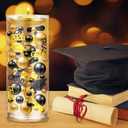 Suncalla 124 Pcs Black and Gold Graduation Vase Filler 2026 Grad Hat Table Decoration Graduation Caps Centerpiece Beads Pearls for Vases Filler 2026 High School College Grad Party Table Decor