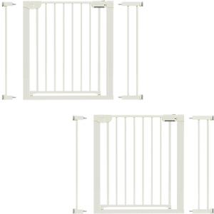29.5-40.6" Magnetic Baby Gate for Stairs, Baby Safety Essentials, Auto Close Gate for Doorways, Easy Install Pressure Mounted Dog Gate Indoor, Pet Gates for Dogs, White (2 Pack)